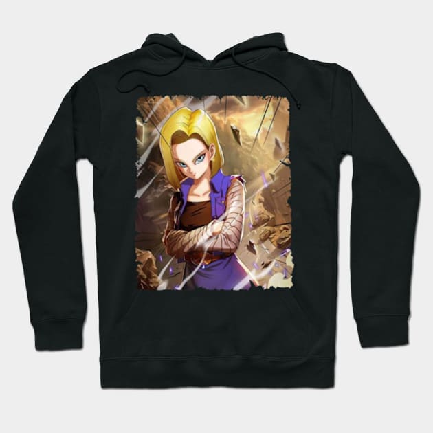 ANDROID 18 MERCH VTG Hoodie by Kiecx Art